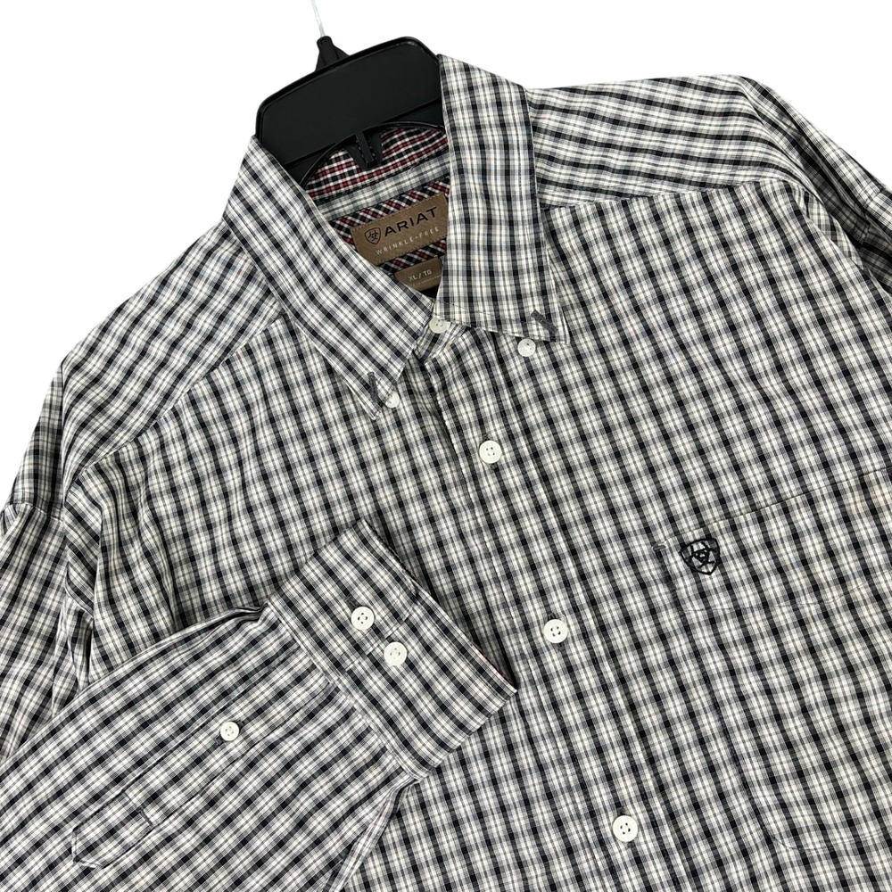 Ariat Wrinkle Free Plaid Shirt Mens XL Pocket Business Casual Workwear